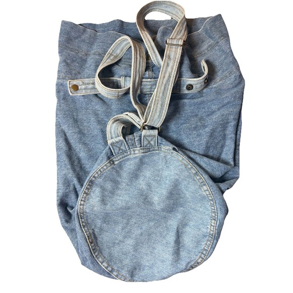 New York Line Vintage 90s Shoulder Bag Denim Backpack Hobo Blue Jeans - Picture 6 of 6